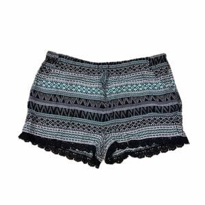 No boundaries pajama shorts stretchy waist with tie pockets lace